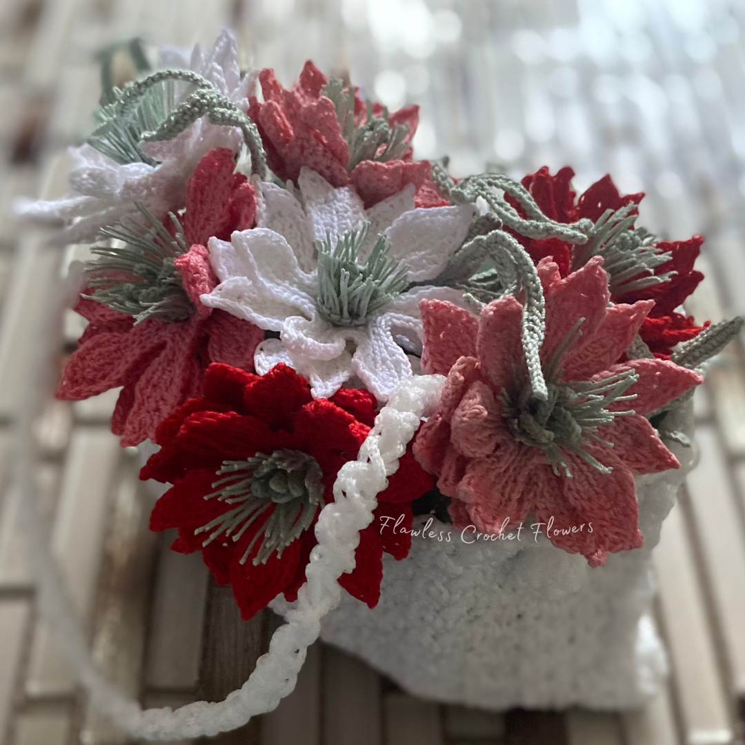 Crochet Love In A Mist Mulberry Rose Bag Bouquet