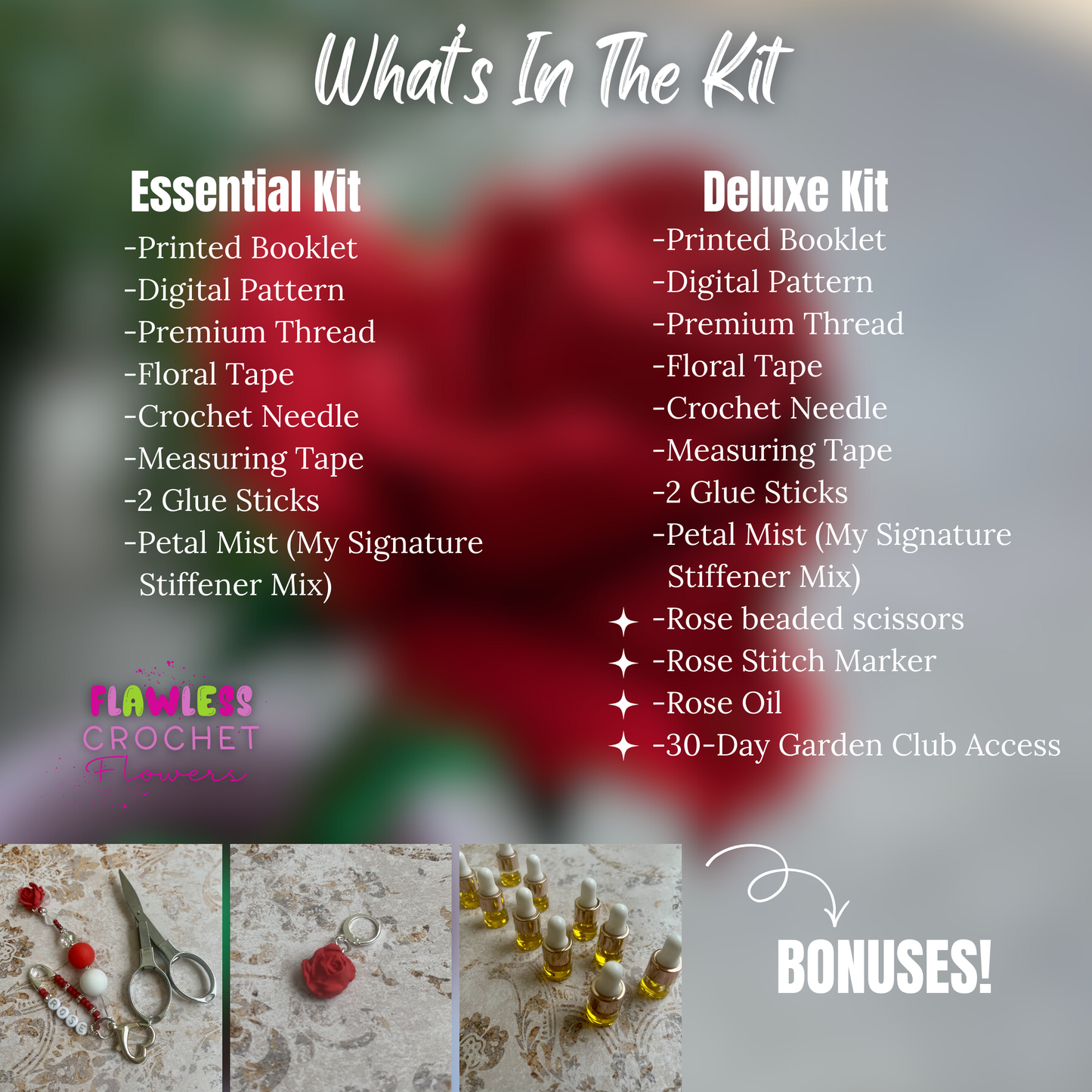 Crochet Rose Full Kit