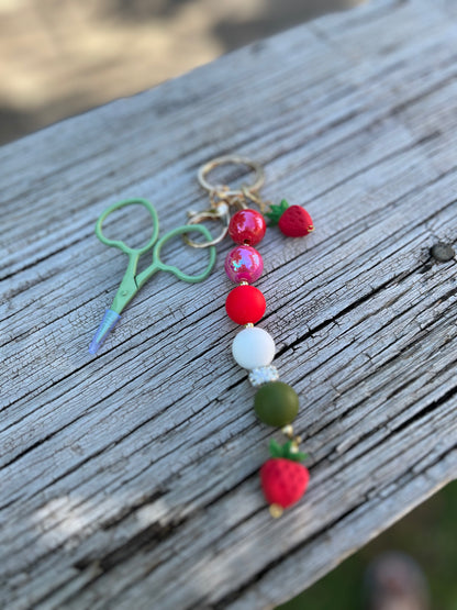 Strawberry Key-per Scissors Fob