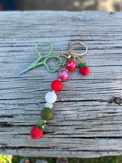 Strawberry Key-per Scissors Fob